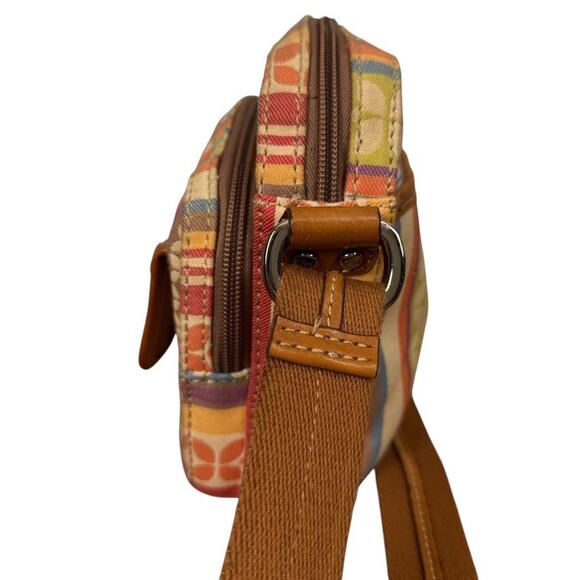 Fossil Canvas Leather Trim Colorful Crossbody Shoulder Bag Messenger Purse - Picture 5 of 16